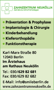 Zahnzentrum Neukölln Prävention Prophylaxe Implantologie Chirurgie Kinderbehandlung Kieferorthopädie Funktionstherapie