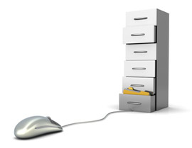 Die Computer-Maus, nicht der Aktenschrank bestimmen das moderne Büro