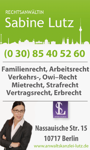 Sabine Lutz Familienrecht, Arbeitsrecht, Verkehrsrecht, Ordnungswidrigkeiterecht, Mietrecht, Immobilienrecht, Vertragsrecht, Erbrecht, Berlin 
